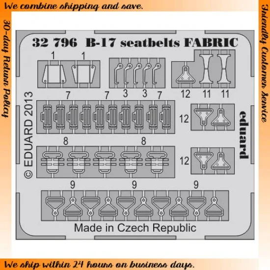 Eduard 32796 1/32 Boeing B-17G Flying Fortress Seatbelts for Hong Kong Models kits