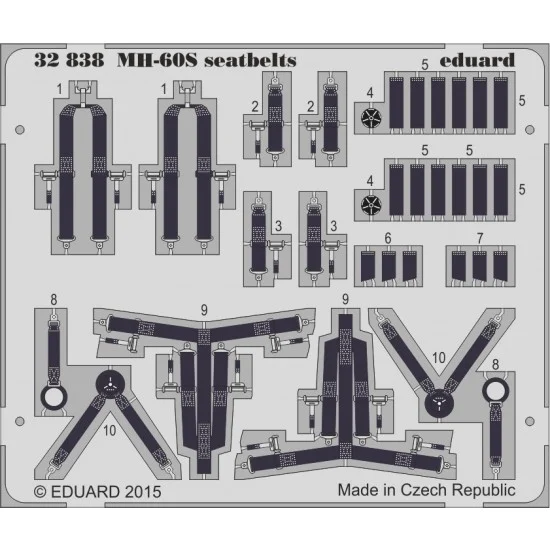 Eduard 32838 1/35 Sikorsky MH-60S Seatbelts Set for Academy 12120 kit (1 Photo-Etched Sheet)