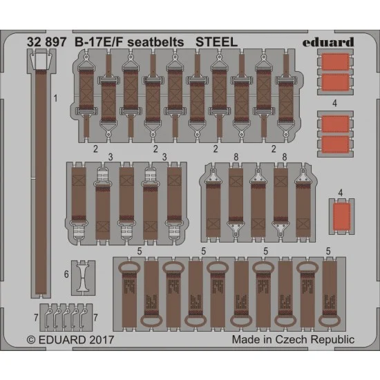 Eduard 32897 1/32 Boeing B-17E/F Flying Fortress Seatbelts for Hong Kong Models kit (Steel, 1PE)
