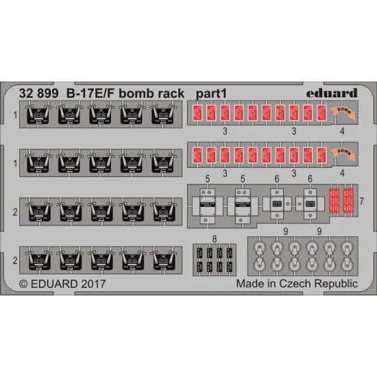Eduard 32899 1/32 Boeing B-17E/F Flying Fortress Bomb Rack for Hong Kong Models (2 Photo-Etched Sheets)