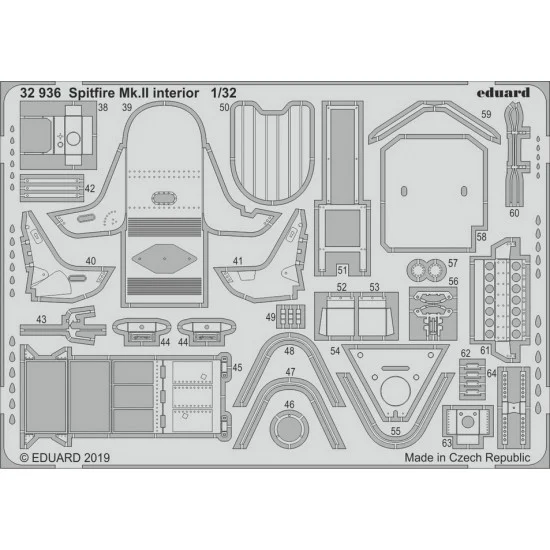 Eduard 32936 1/32 Supermarine Spitfire Mk.II Interior Photo-etched Detail set for Revell kits