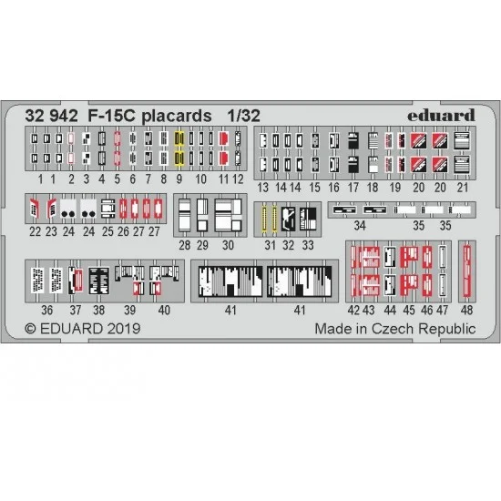 Eduard 32942 1/32 F-15C Eagle Placards Detail Set for Tamiya kits
