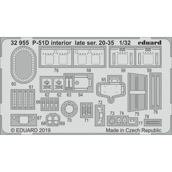 Eduard 32955 1/35 North American P-51D Mustang Interior Late Series 20-35 Detail Set for Tamiya kits