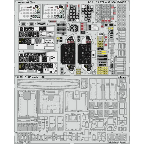 Eduard 32980 1/32 F-100F Super Sabre Interior Detail Set for Trumpeter kits