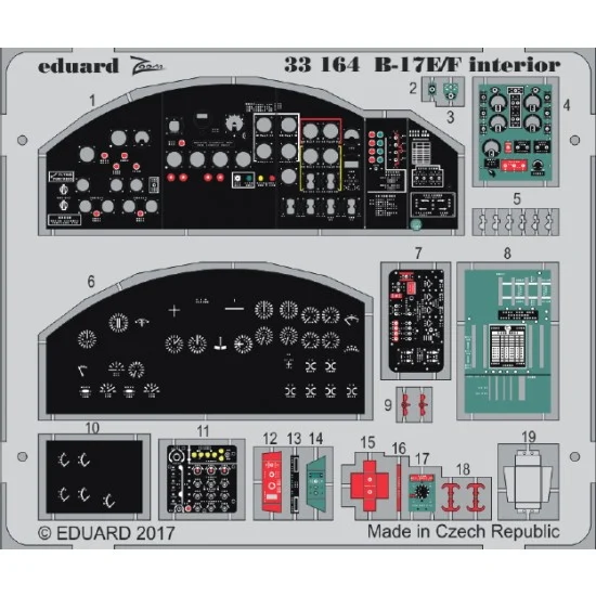 Eduard 33164 1/32 Boeing B-17E/F Flying Fortress Interior Detail Set for Hong Kong Models kit (1PE)