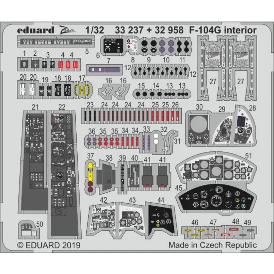 Eduard 33237 1/32 Lockheed F-104G Starfighter Interior Detail Set for Italeri kits