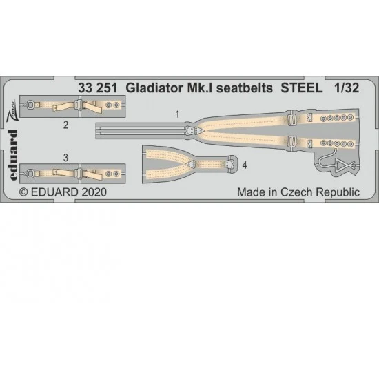 Eduard 33251 1/32 Gloster Gladiator Mk.I Seatbelts Detail set for ICM kits - Model Planes