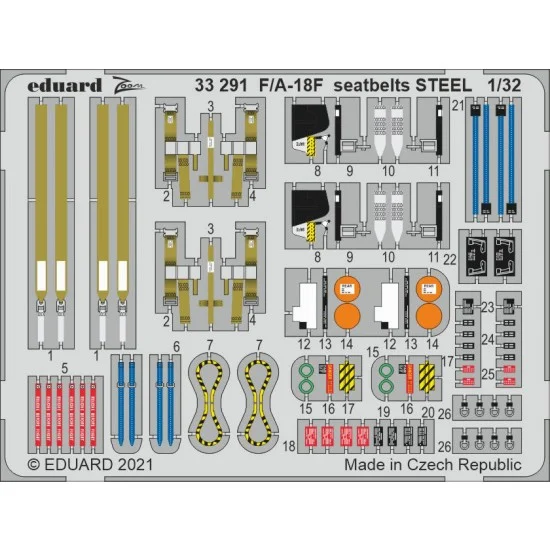 Eduard 33291 1/32 Boeing F/A-18F Super Hornet Seatbelts Detail set for Revell kits