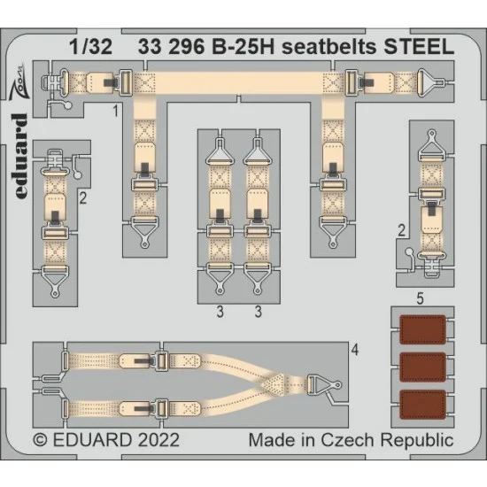 Eduard 33296 1/32 North American B-25H Mitchell Seatbelts for HK Models kits