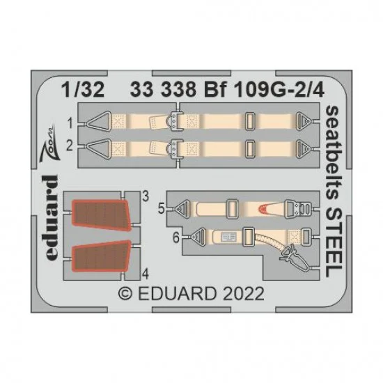 Eduard 33338 1/32 Messerschmitt Bf 109G-2/4 Seatbelts set for Revell kits