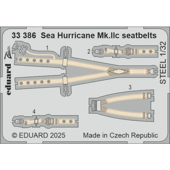 Eduard 33386 1/32 Sea Hurricane Mk.IIC Seatbelts Steel Detail set for Revell kits - Model Planes