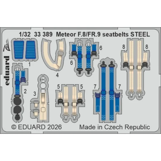 Eduard 33389 1/32 Gloster Meteor F.8/FR.9 Seatbelts Detail Parts for Revell kits - Model Planes
