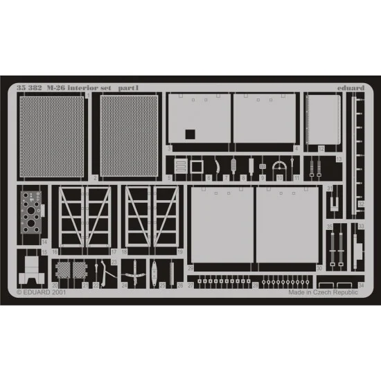 Eduard 35382 1/35 US M26 Dragon Wagon Interior Detail Set for Tamiya kits #35230/35244 (2 PE) - Military Vehicles & Tanks