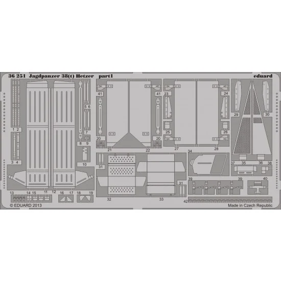 Eduard 36251 1/35 Jagdpanzer 38(t) Hetzer Detail Set for Academy kit (2 Photo-Etched Sheets)