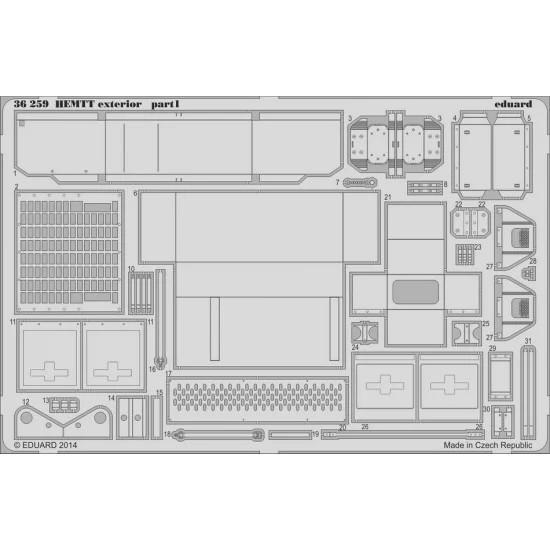 Eduard 36259 1/35 M985 HEMTT Gun Truck Exterior Detail set for Italeri kit (2 photo-etched sheets)
