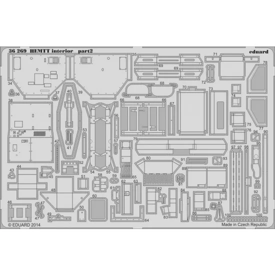 Eduard 36269 1/35 M985 HEMTT Gun Truck Interior Detail set for Italeri kit (2 photo-etched sheets)