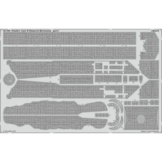Eduard 36328 1/35 Panther Ausf.D Zimmerit Horizontal for Tamiya kit #35345 (2 PE sheets) - Military Vehicles & Tanks