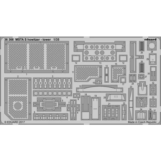 Eduard 36366 1/35 MSTA S Howitzer - Tower Photo-Etched Set for Zvezda Models #3630