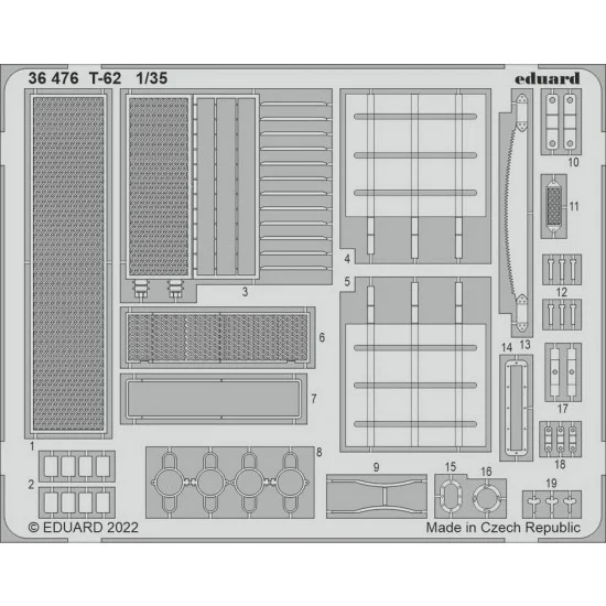 Eduard 36476 1/35 T-62 Main Battle Tank Detail set for Zvezda kits