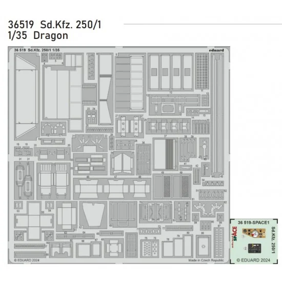 Eduard 36519 1/35 Sd.Kfz. 250/1 APC PE Detail Sheet for Dragon kits - Military Vehicles & Tanks