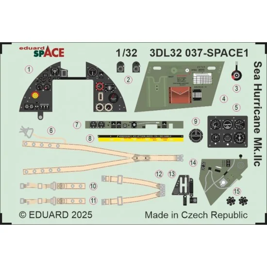 Eduard 3DL32037 1/32 Sea Hurricane Mk.IIC Interior Detail parts (3D Decal) for Revell kits - Model Planes