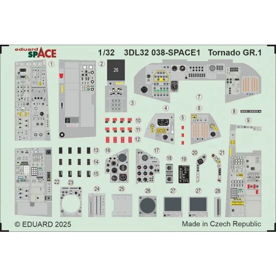 Eduard 3DL32038 1/32 Panavia Tornado GR.1 Interior 3D Decals for Italeri kits - Model Planes
