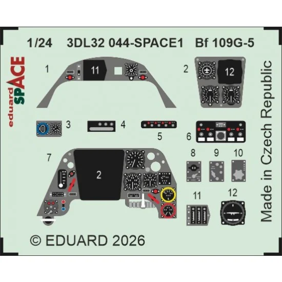 Eduard 3DL32044 1/24 Messerschmitt Bf 109G-5 Details on 3D Decal for Airfix kits