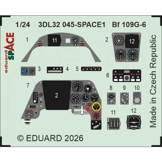 Eduard 3DL32045 1/24 Messerschmitt Bf 109G-6 Details on 3D Decal for Airfix kits