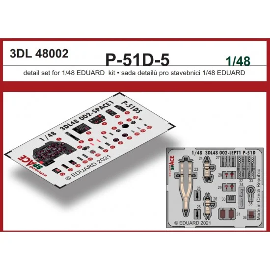 Eduard 3DL48002 1/48 P-51D-5 Mustang SPACE 3D Decals & PE parts for Zvezda kits