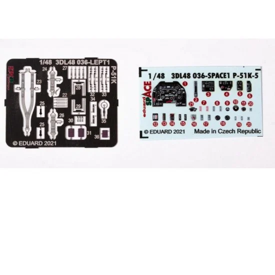 Eduard 3DL48036 1/48 P-51K-5 Mustang SPACE 3D Decals & PE parts for Eduard kits