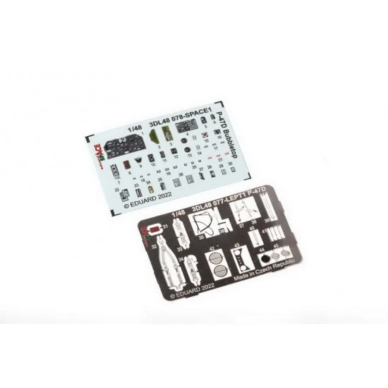 Eduard 3DL48078 1/48 Republic P-47D Thunderbolt Bubbletop Space Decals & PE parts for Tamiya