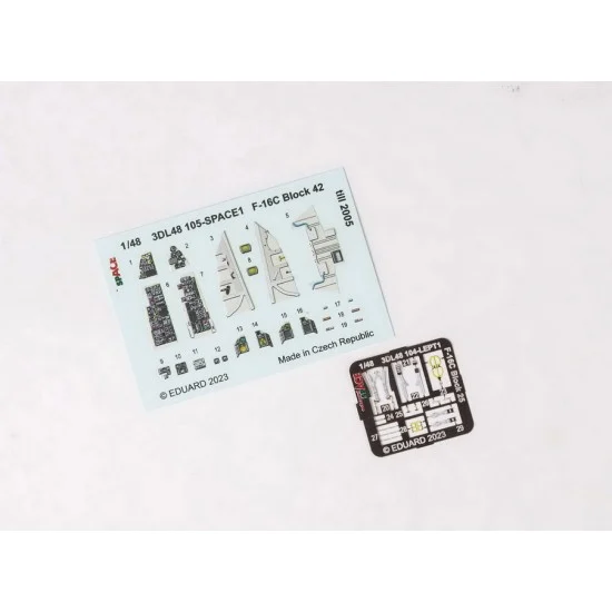 Eduard 3DL48105 1/48 F-16C Fighting Falcon Block 42 Till 2005 3D Decals & PE parts for Kinetic