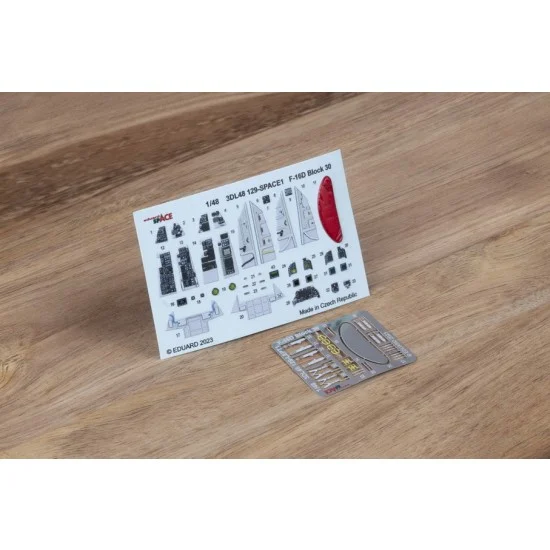 Eduard 3DL48129 1/48 F-16D Fighting Falcon Block 30 Interior 3D Decal & PE parts for Kinetic kits