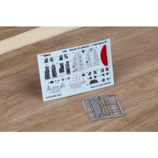 Eduard 3DL48131 1/48 F-16D Fighting Falcon Block 50 Interior 3D Decal & PE parts for Kinetic kits