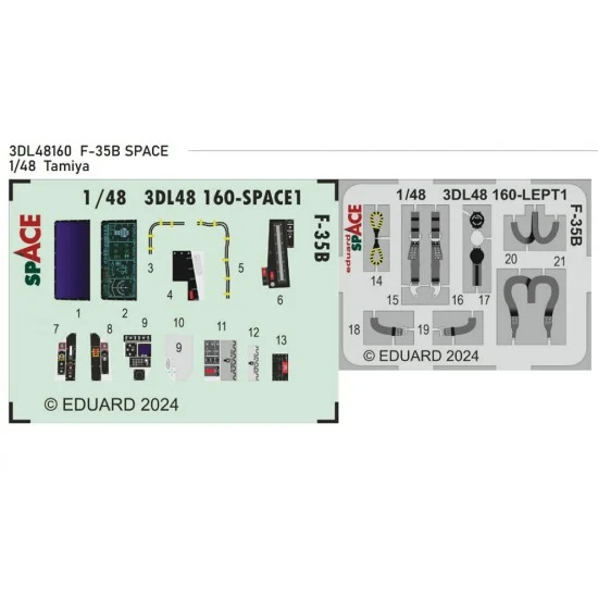 Eduard 3DL48160 1/48 Lockheed Martin F-35B Lightning II Cockpit 3D Decals & Detail Parts for Tamiya kits