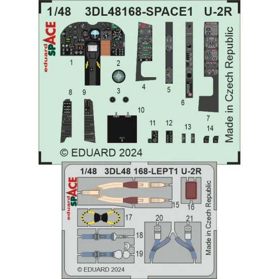 Eduard 3DL48168 1/48 Lockheed U-2R Instrument & Control Panels, Seatbeltsfor HobbyBoss kits