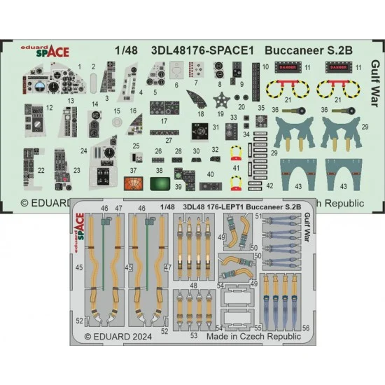Eduard 3DL48176 1/48 Blackburn Buccaneer S.2B Gulf War 3D Decals & PE parts for Airfix kits - Model Planes