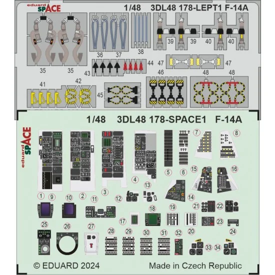 Eduard 3DL48178 1/48 Grumman F-14A Tomcat 3D Decals & PE parts for Great Wall Hobby kits