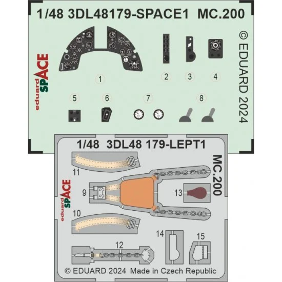 Eduard 3DL48179 1/48 Macchi MC.200 Saetta 3D Decals & PE parts for Italeri kits - Model Planes