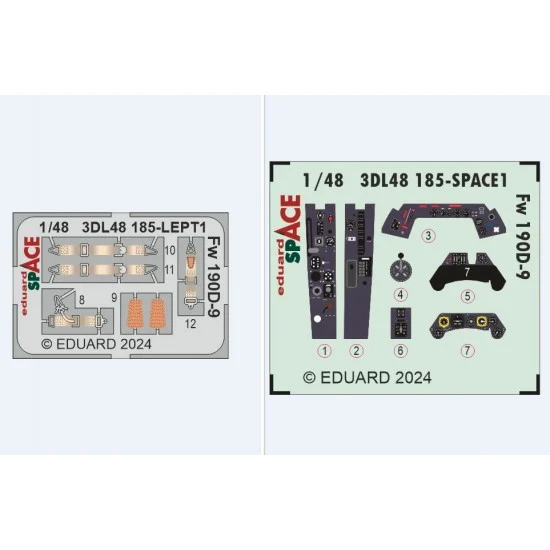 Eduard 3DL48185 1/48 Focke-Wulf Fw 190D-9 Interior 3D Decal and PE parts for Eduard kits