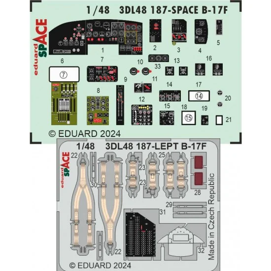 Eduard 3DL48187 1/48 B-17F Flying Fortress 3D Decals and PE parts [SPACE] for Eduard #ED 11183