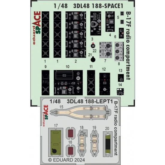 Eduard 3DL48188 1/48 B-17F Flying Fortress Radio Compartment 3D Decals and PE parts for Eduard 11183