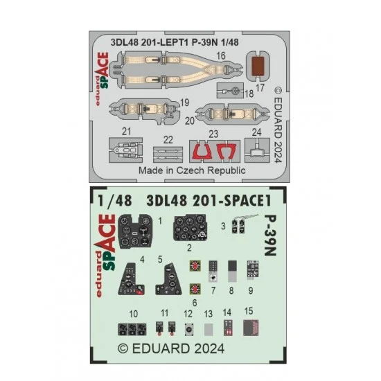 Eduard 3DL48201 1/48 Bell P-39N Airacobra Cockpit 3D Decal and PE parts for Arma Hobby kits