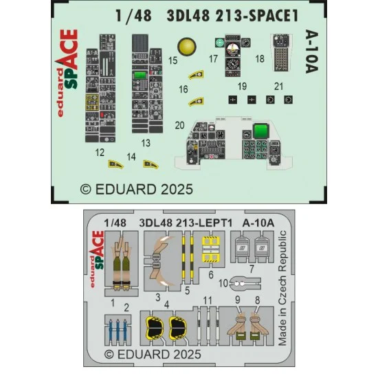 Eduard 3DL48213 1/48 A-10A Cockpit 3D Decal and PE parts for Great Wall Hobby kits