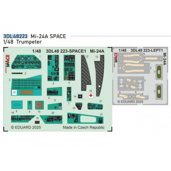 Eduard 3DL48223 1/48 Mil Mi-24A Instrument Control Panels and Seatbelts for Trumpeter kits