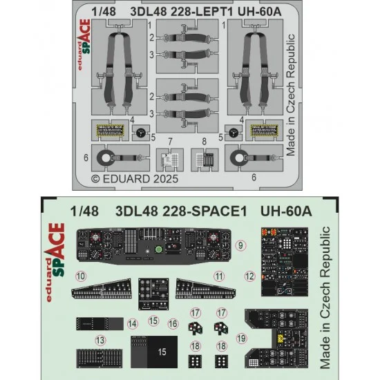 Eduard 3DL48228 1/48 UH-60A Black Hawk Interior 3D Decals for ICM kits