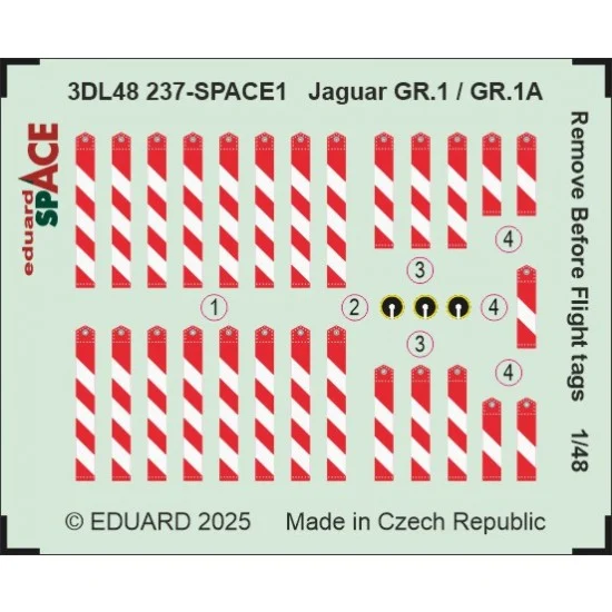 Eduard 3DL48237 1/48 Jaguar Gr.1 / Gr.1A Remove Before Flighth Tags (3D decal) for Airfix kits - Model Planes