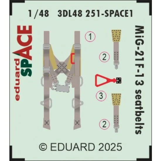 Eduard 3DL48251 1/48 MiG-21F-13 Seatbelts Interior Detail parts (3D Decal) for Eduard kits