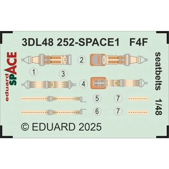 Eduard 3DL48252 1/48 F4F Seatbelts Interior Detail parts (3D Decal) for Eduard kits - Model Planes