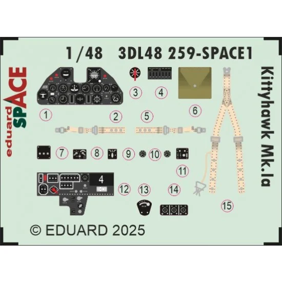 Eduard 3DL48259 1/48 Kittyhawk Mk.Ia Interior 3D Decals for Eduard kits - Model Planes